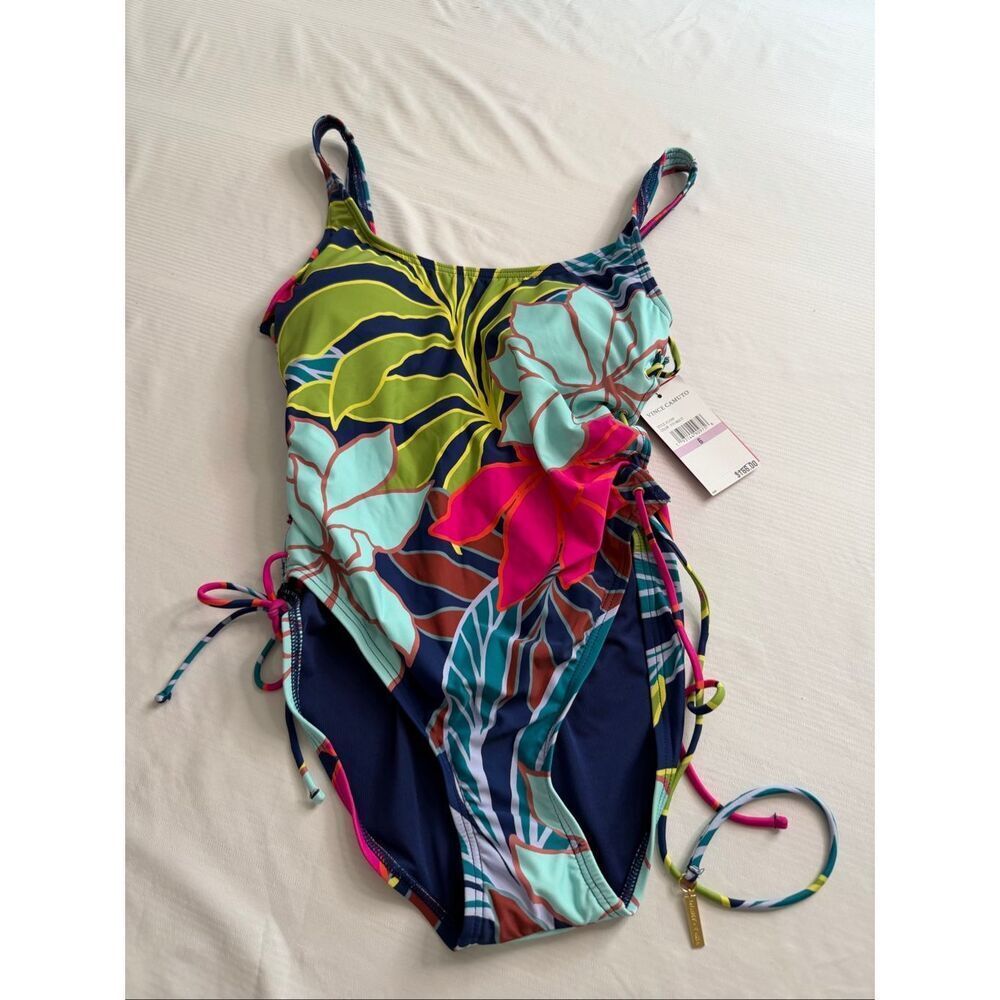 NWT Vince Camuto Floral Side Lace Up One Piece Bathing Suit Swimsuit Size 6 New